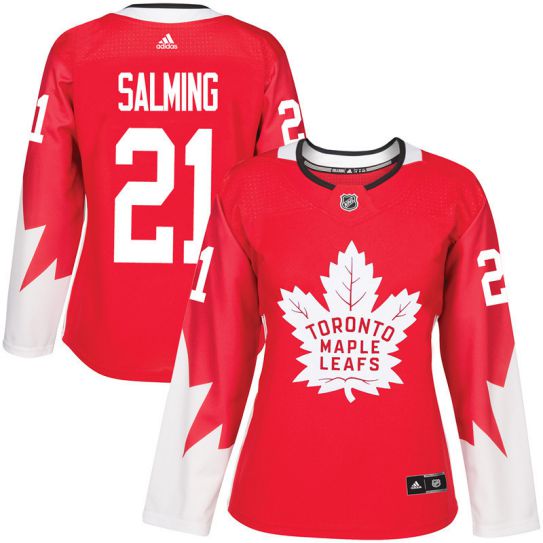 2017 NHL Toronto Maple Leafs women #21 Borje Salming red jersey